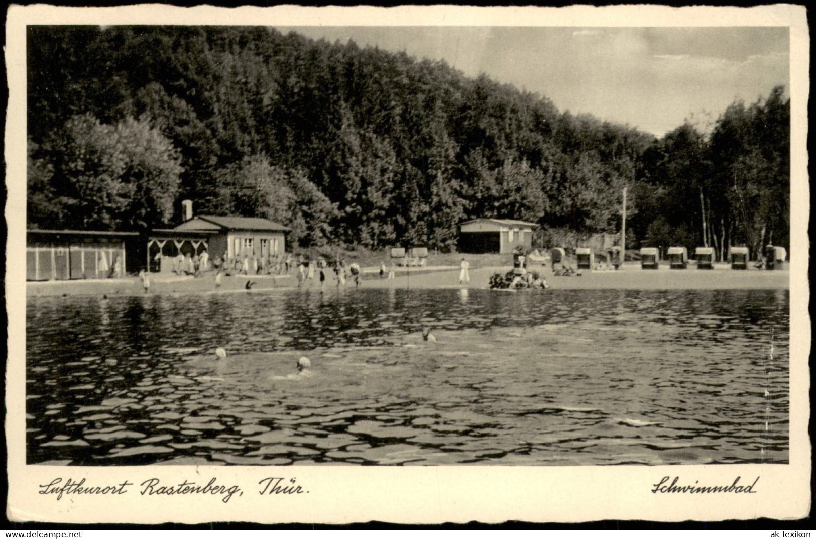Ansichtskarte Rastenberg (Thüringen) Schwimmbad 1938 - Rastenburg