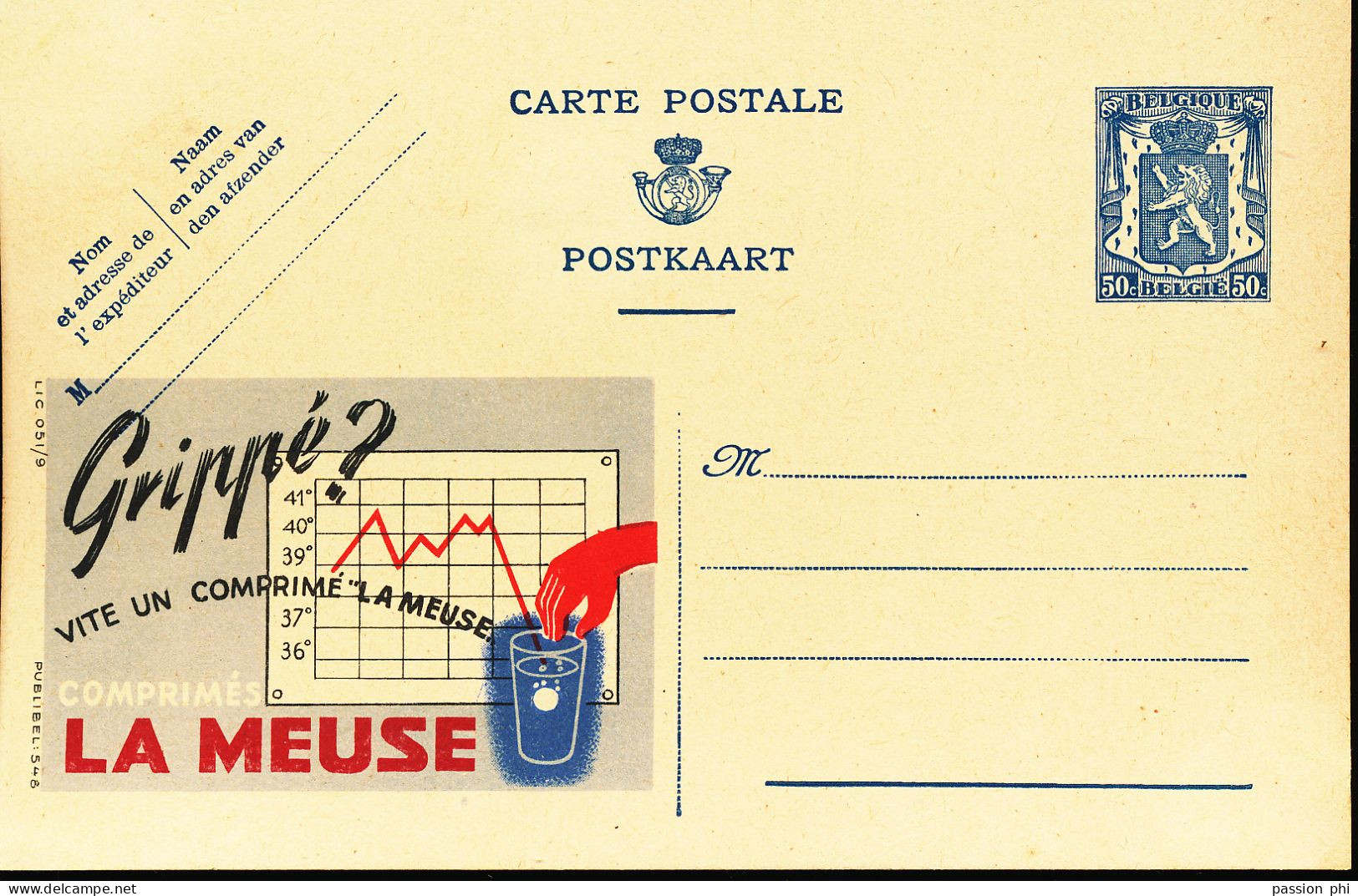 BELGIUM PPS 50C BLUE "SCEAU D'ETAT" SBEP PUBLIBEL 548 UNUSED - Publibels