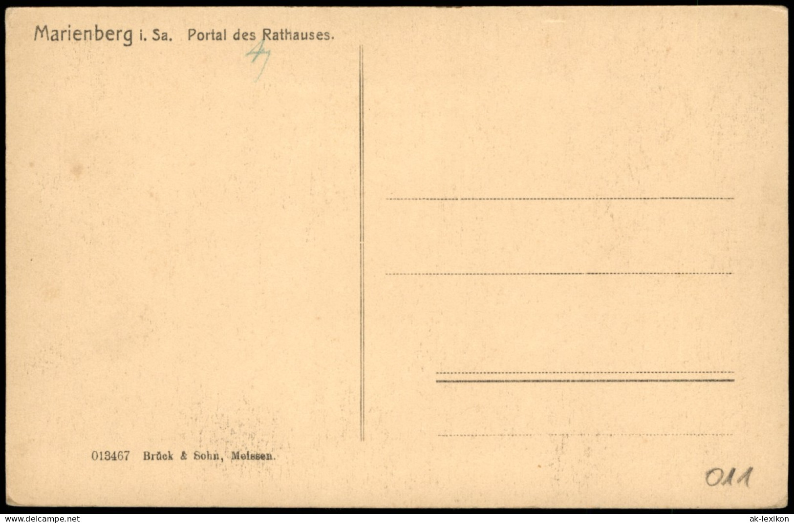 Ansichtskarte Marienberg Im Erzgebirge Rathaus - Portal 1913 - Marienberg