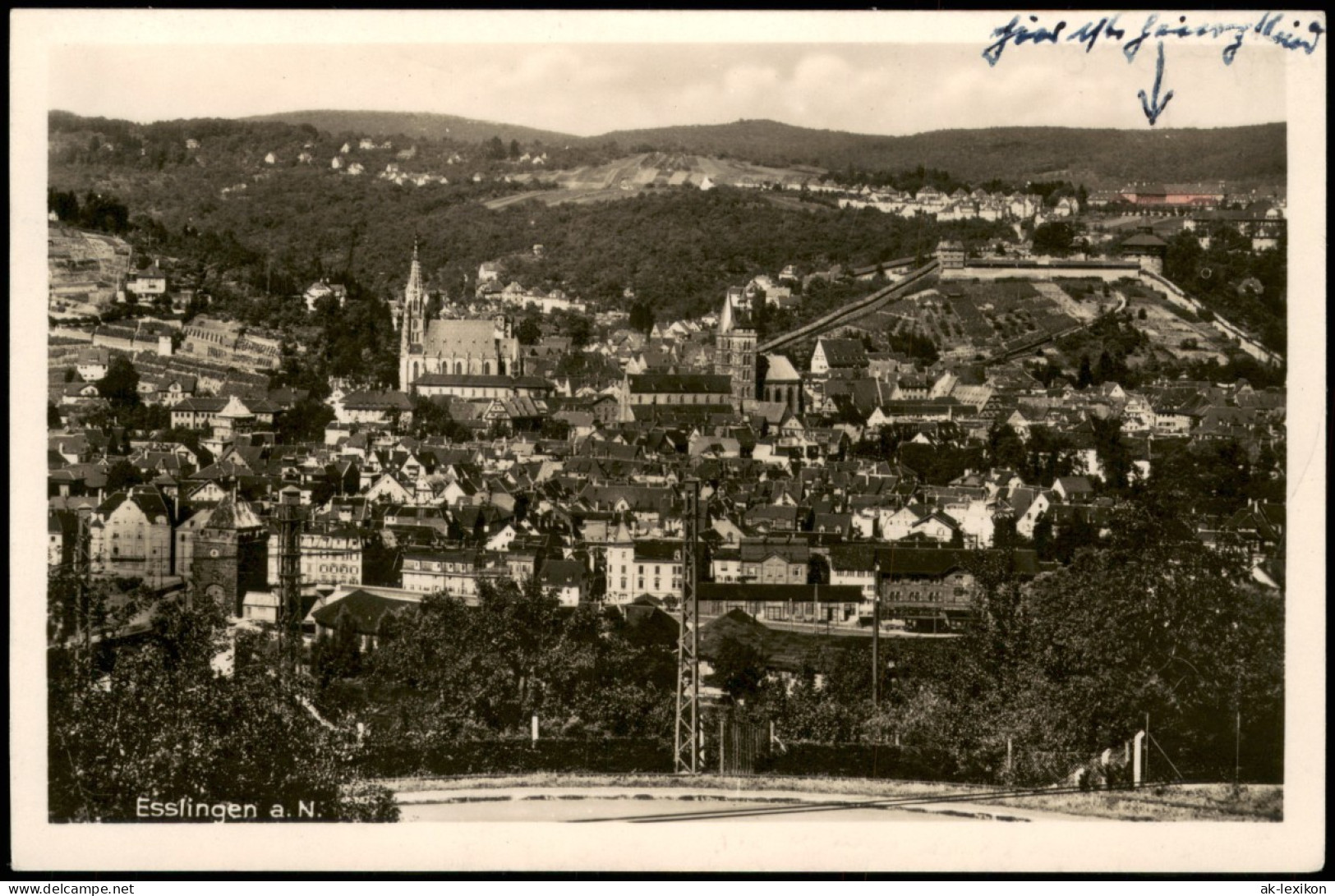 Ansichtskarte Esslingen Stadtblick 1942  Gel. Roter Feldpoststempel WK2 - Esslingen