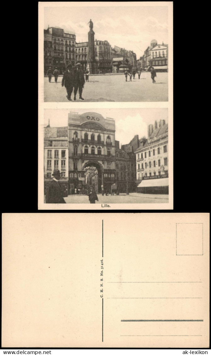 CPA Lille 2 Bild: Platz, Straße Und Geschäfte 1918 - Lille