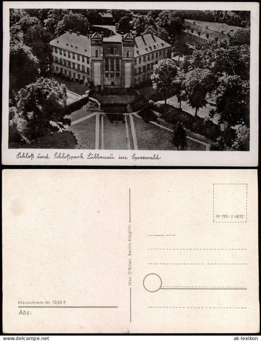 Ansichtskarte Lübbenau (Spreewald) Lubnjow Luftbild Schloß 1940 - Luebbenau