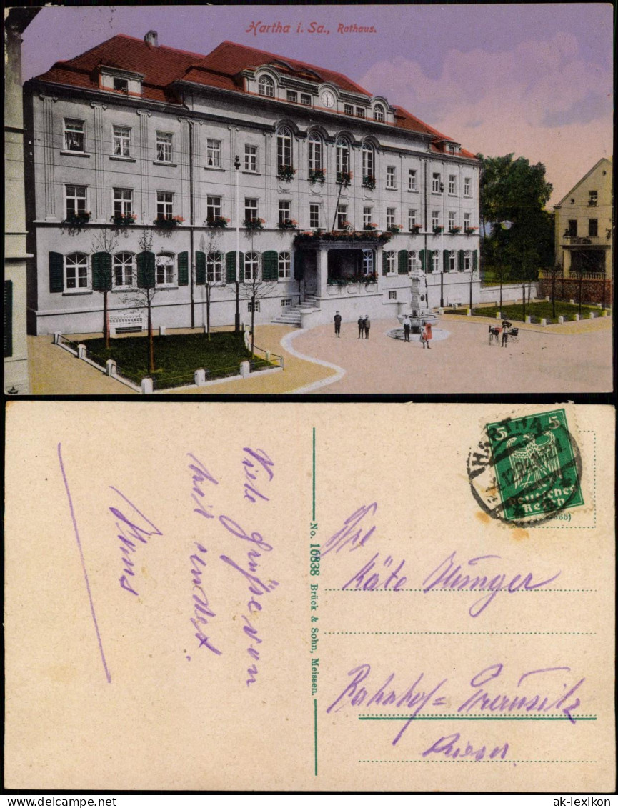 Ansichtskarte Hartha Partie Am Rathaus 1924 - Hartha