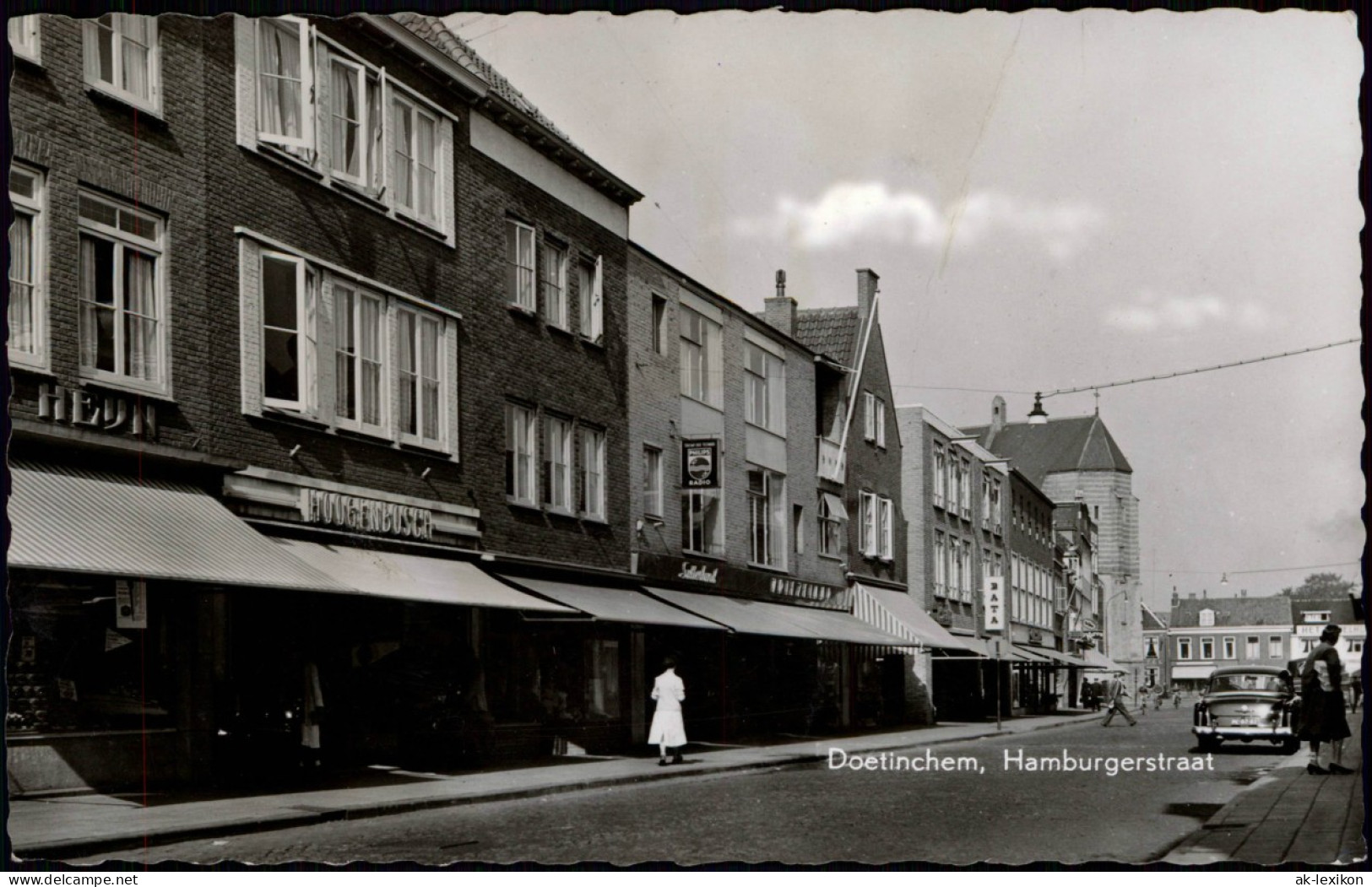 Postkaart Doetinchem Hamburgerstraat, Geschäfte 1954 - Otros & Sin Clasificación