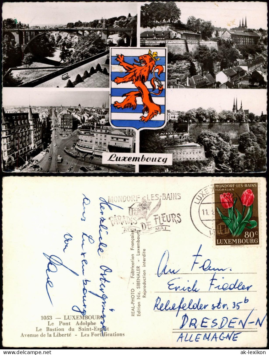 Postcard Luxemburg Adolphbrücke, Stadt, Straße 1955  Gel. Mit Briefmarke - Sonstige & Ohne Zuordnung