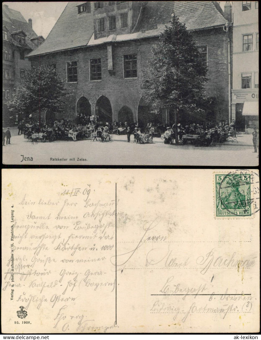 Ansichtskarte Jena Ratskeller Mit Zeise, Belebt 1909 - Jena