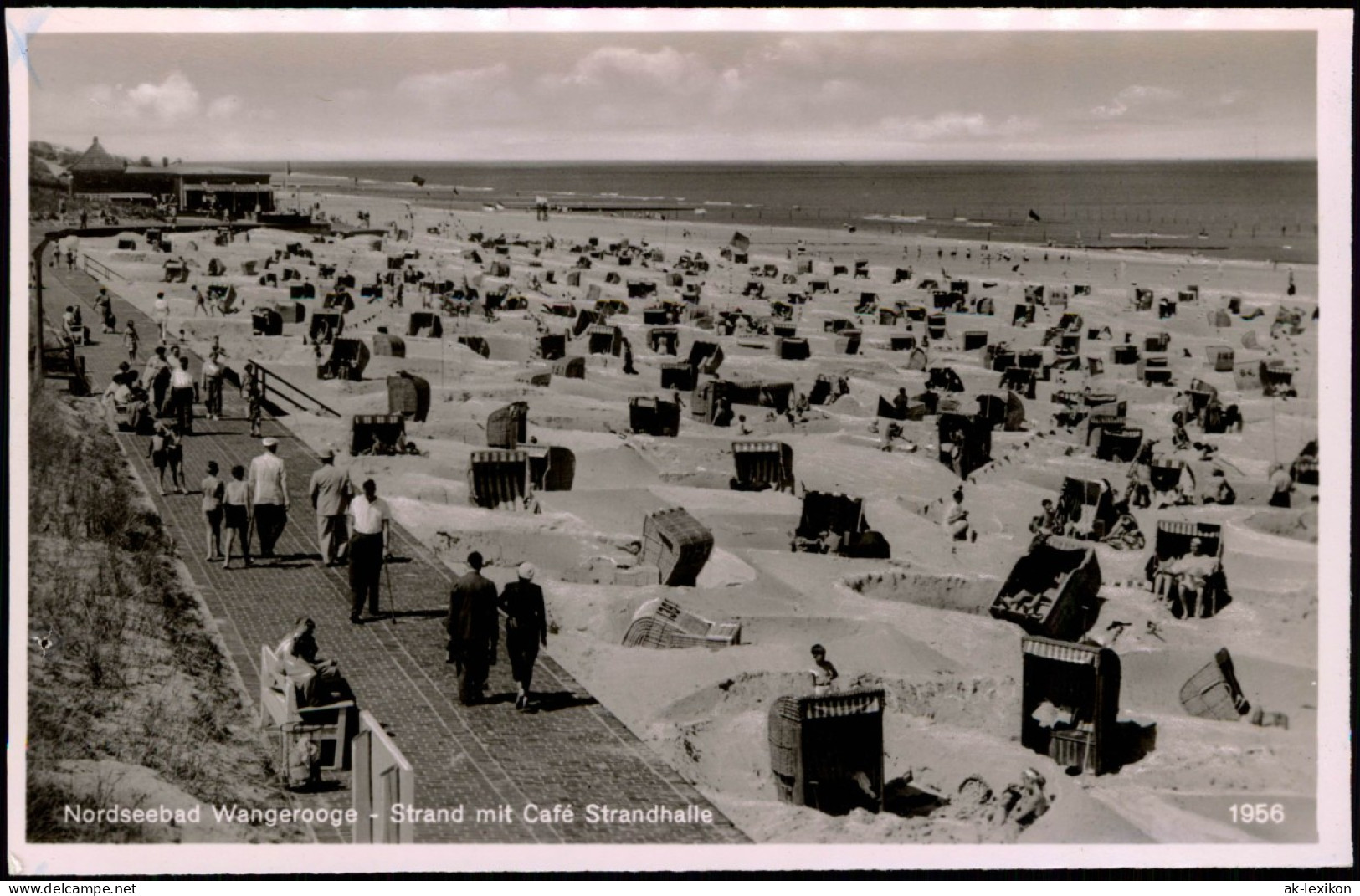 Ansichtskarte Wangerooge Strand Mit Café Strandhalle 1934 - Wangerooge