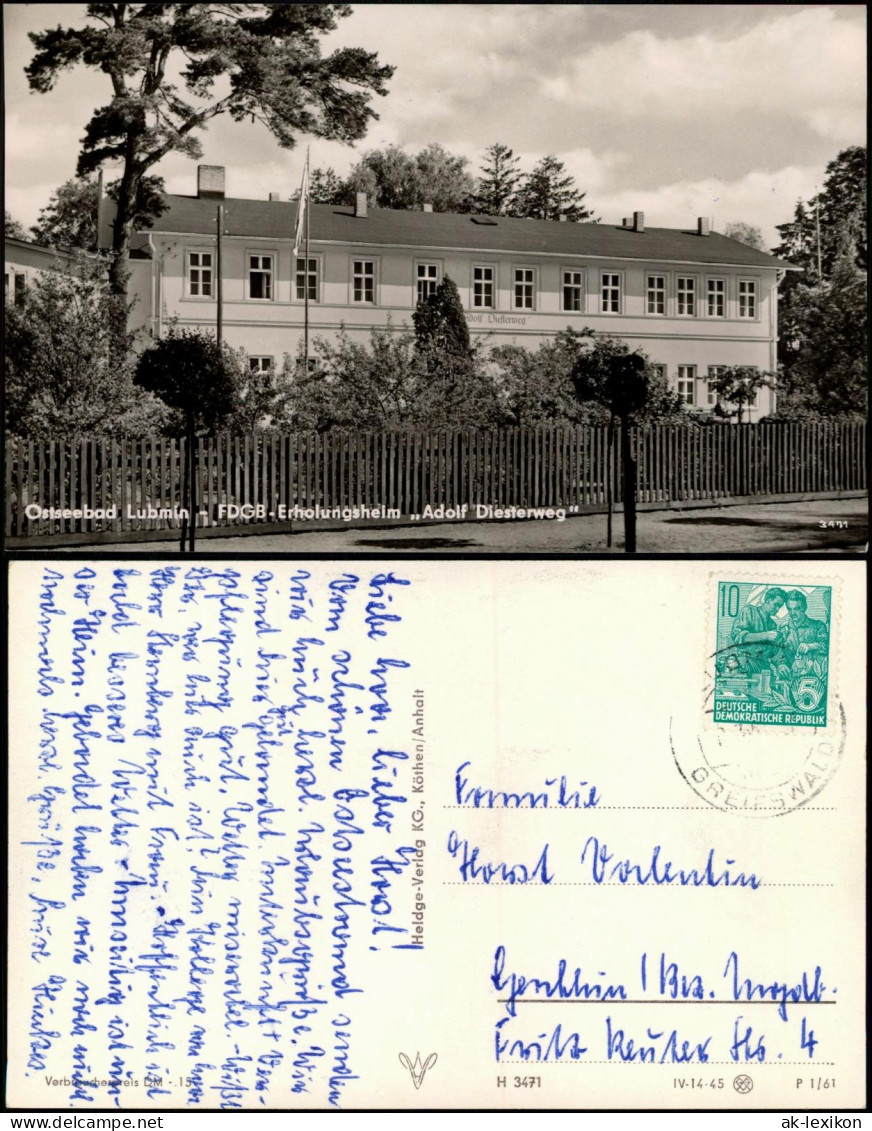 Ansichtskarte Lubmin FDGB.Erholungsheim Adolf Diesterweg 1961 - Lubmin