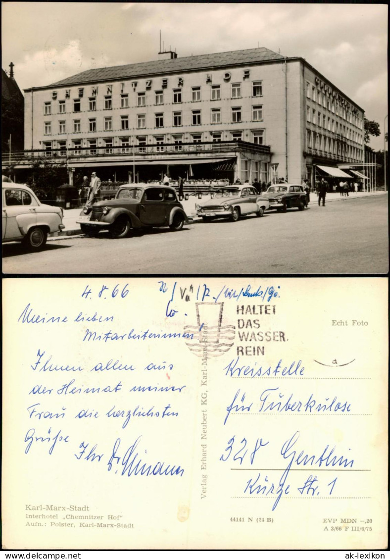 Ansichtskarte Chemnitz Hotel Chemnitzer Hof (Interhotel) Wartburg 311 1975 - Chemnitz