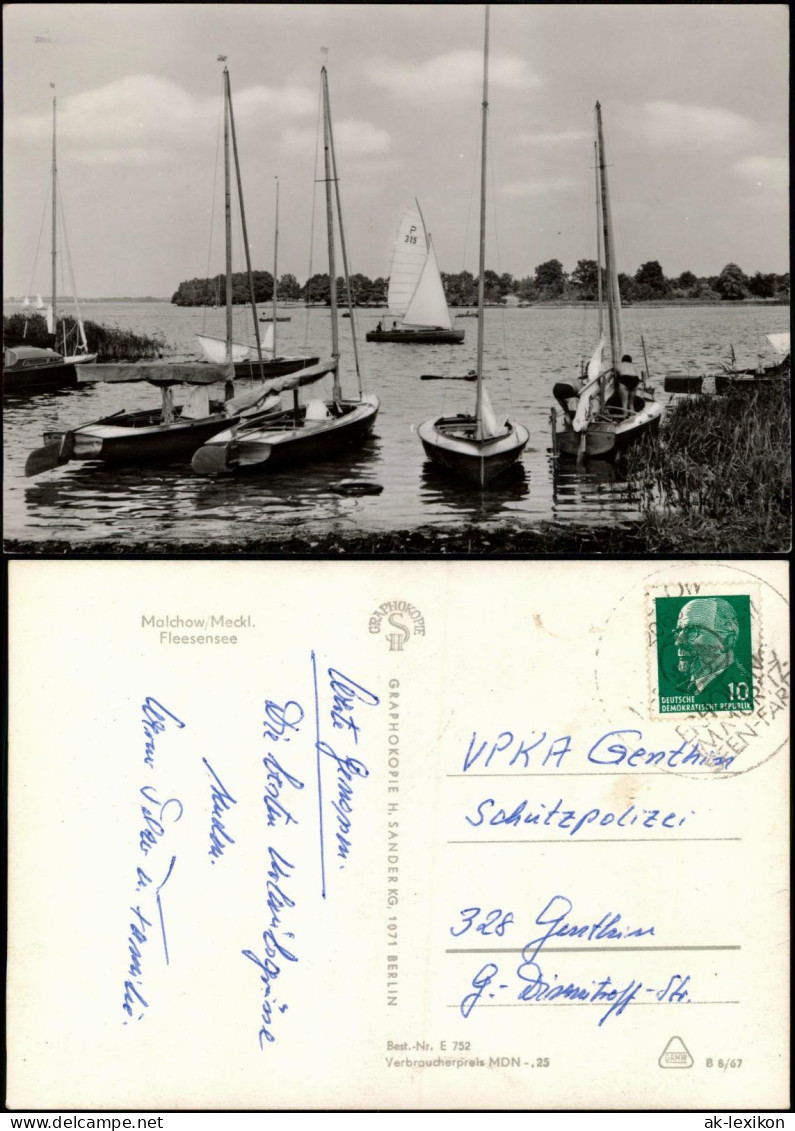 Ansichtskarte Malchow (Mecklenburg) Fleesensee Zur DDR Zeit, Segelboote 1967 - Autres & Non Classés