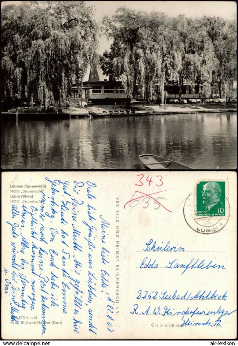 Ansichtskarte Lübben (Spreewald) Lubin (Błota) DDR AK HOG Strandcafé 1965 - Luebben (Spreewald)