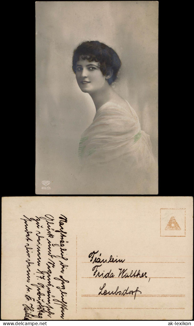 Frühe Fotokunst Frauen Motivkarte Soziales Leben Porträt Junge Frau 1910 - Personaggi