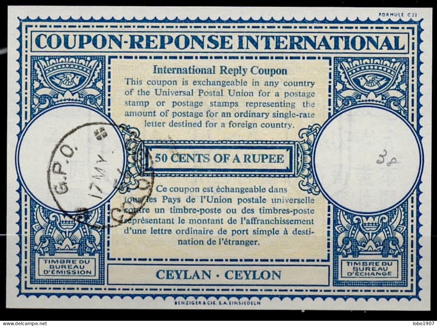 CEYLON SRI LANKA  Collection 12 International Reply Coupon Reponse Cupon Respuesta IRC IAS See List And Scans - Sri Lanka (Ceylon) (1948-...)