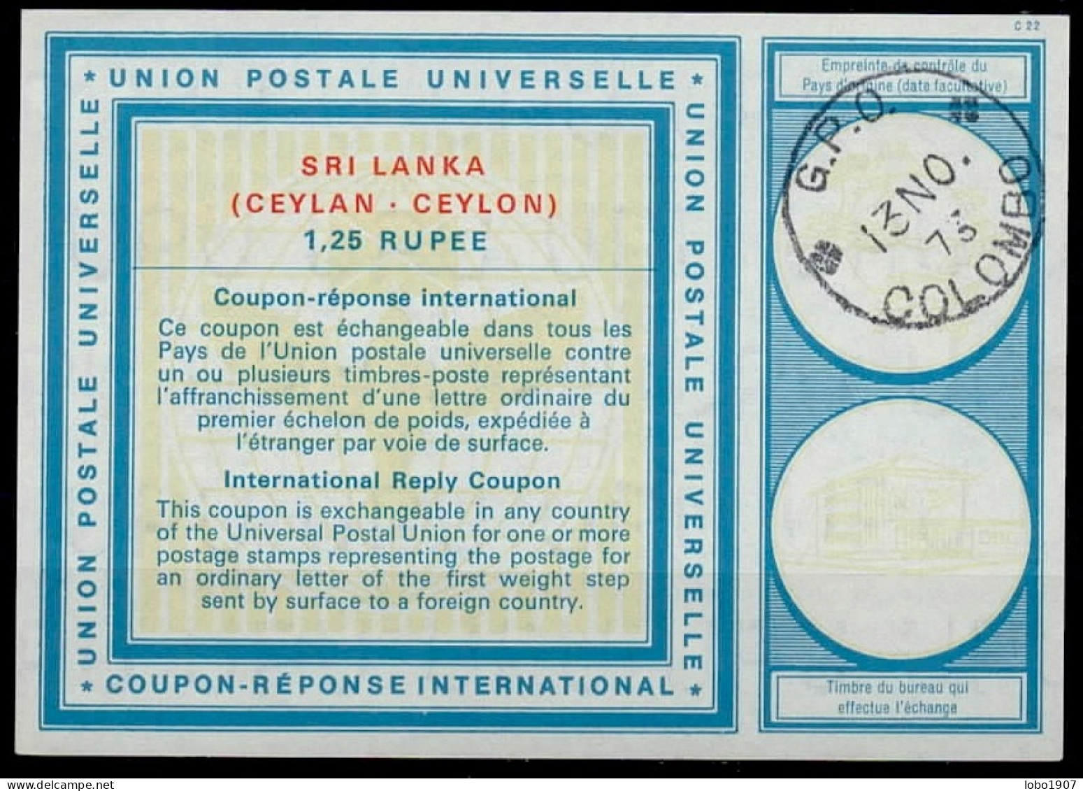 CEYLON SRI LANKA  Collection 12 International Reply Coupon Reponse Cupon Respuesta IRC IAS see list and scans