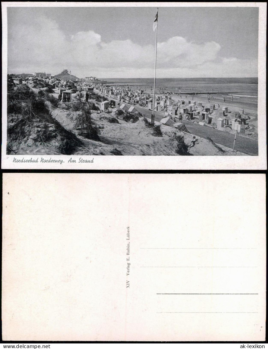 Ansichtskarte Norderney Strandleben, Strandkörbe - Restaurant 1954 - Norderney