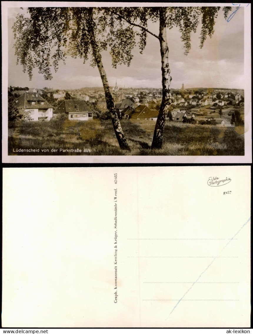 Ansichtskarte Lüdenscheid Stadt Von Der Parkstraße 1952 - Lüdenscheid