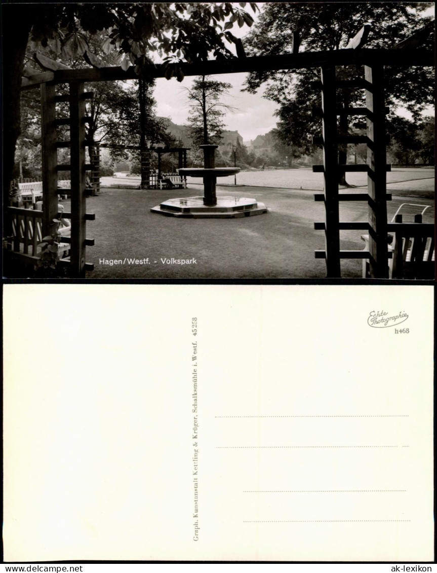 Ansichtskarte Hagen (Westfalen) Volkspark, Brunnen 1940 - Hagen