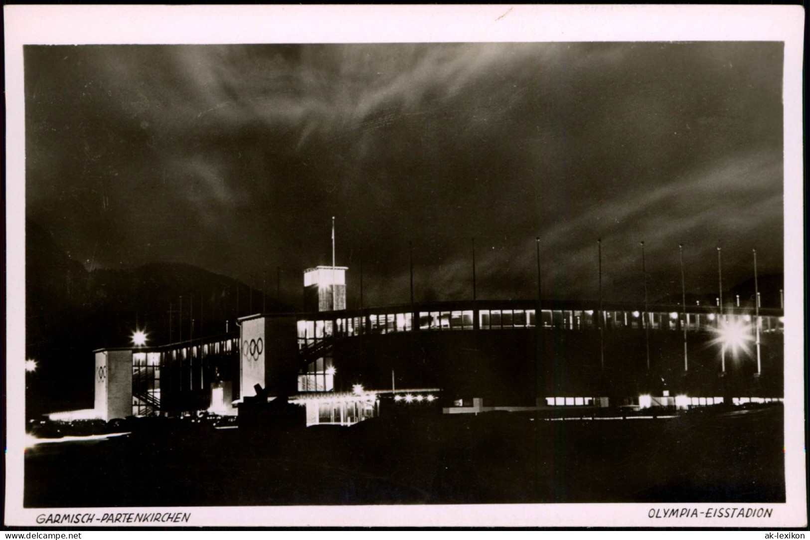 Garmisch-Garmisch-Partenkirchen Olympia Eishalle Bei Nacht Beleuchtet 1953 - Garmisch-Partenkirchen