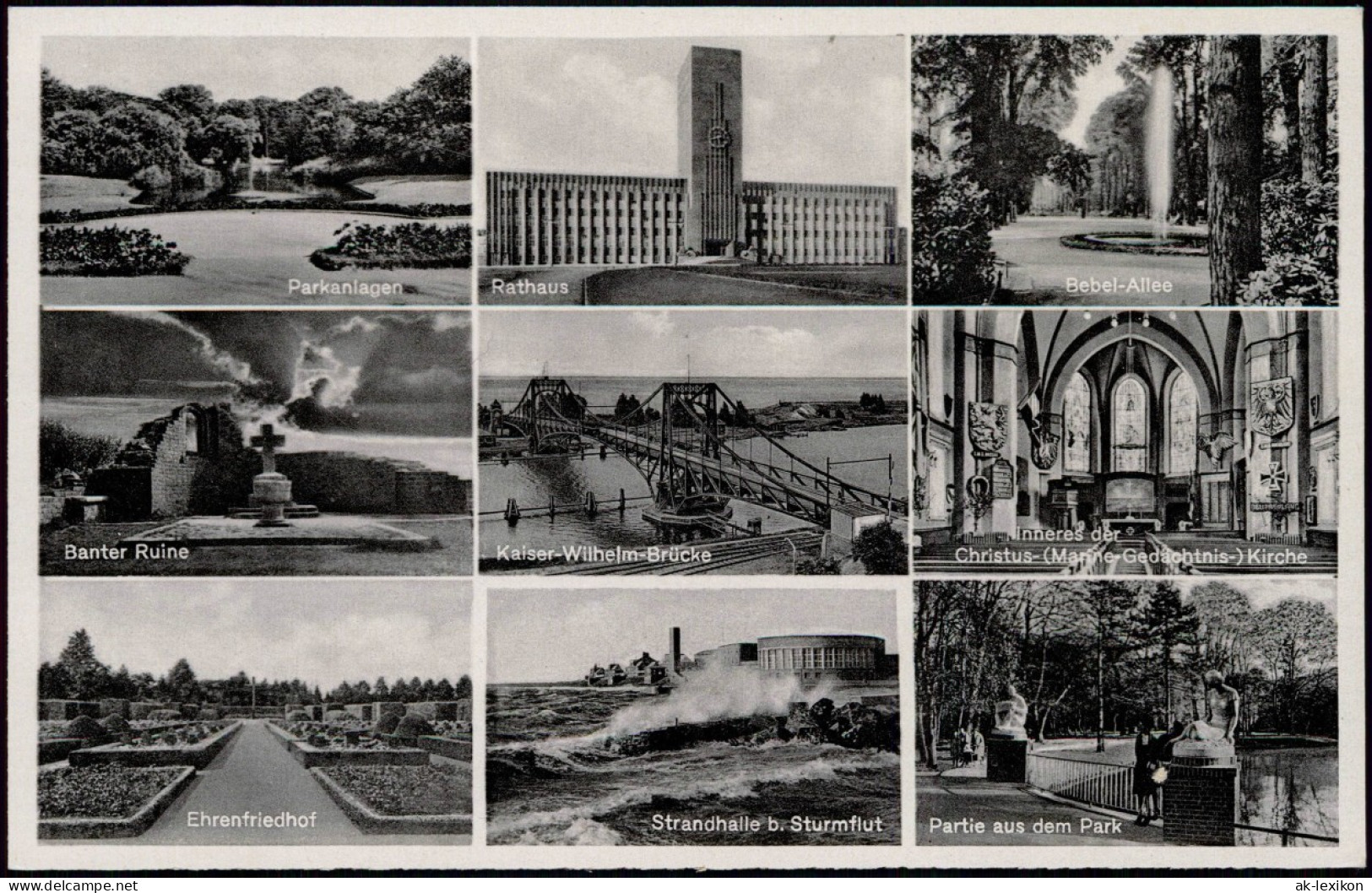 Ansichtskarte Wilhelmshaven Park, Banter Ruine, Strandhalle 1951 - Wilhelmshaven
