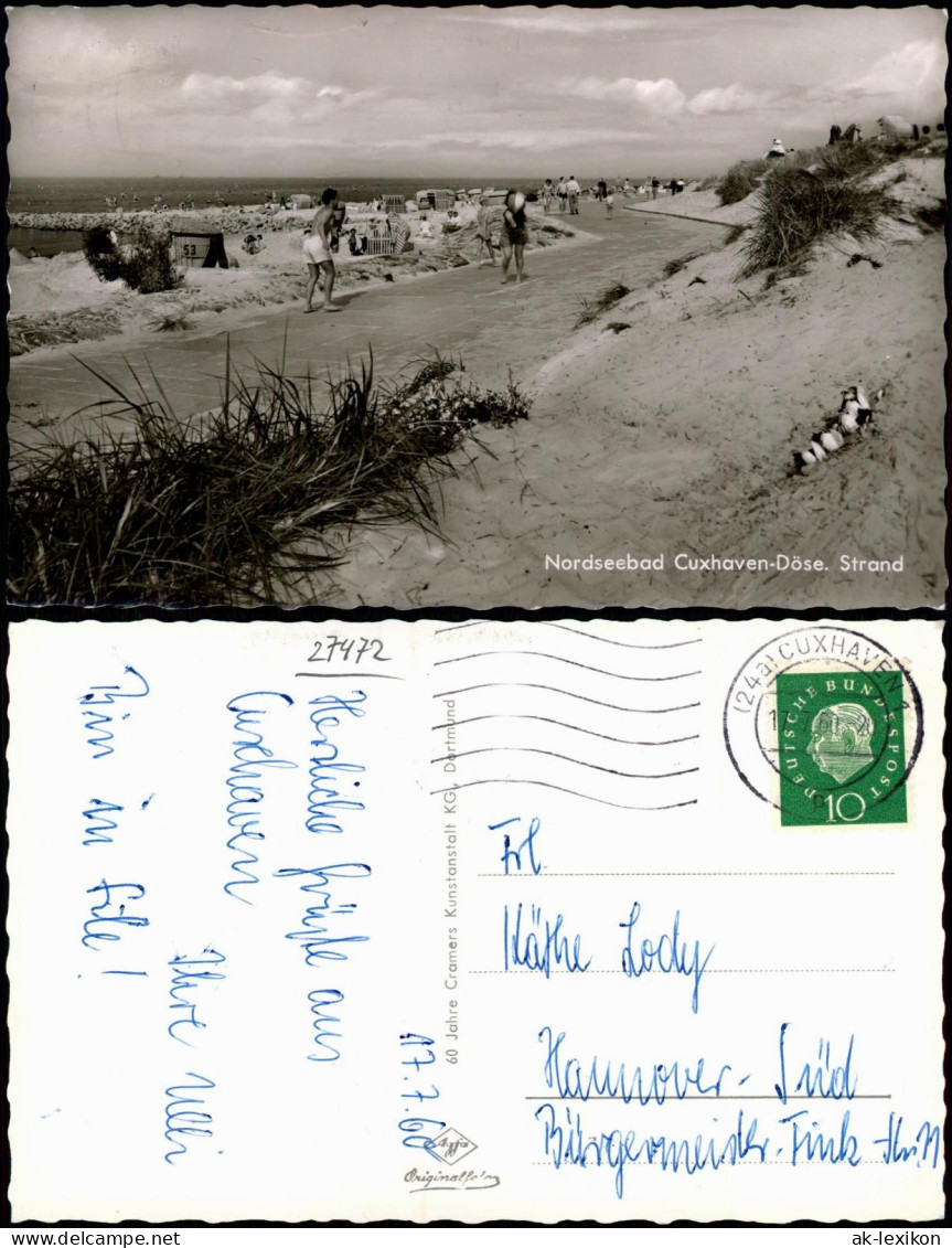 Ansichtskarte Döse-Cuxhaven Strand, Strandleben Ballspiel 1960 - Cuxhaven