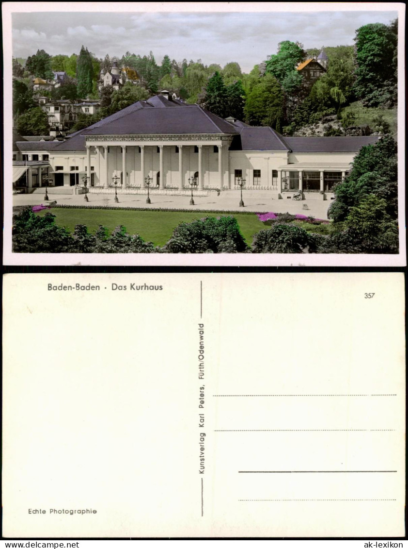 Ansichtskarte Baden-Baden Das Kurhaus - Color Fotokarte 1954 - Baden-Baden