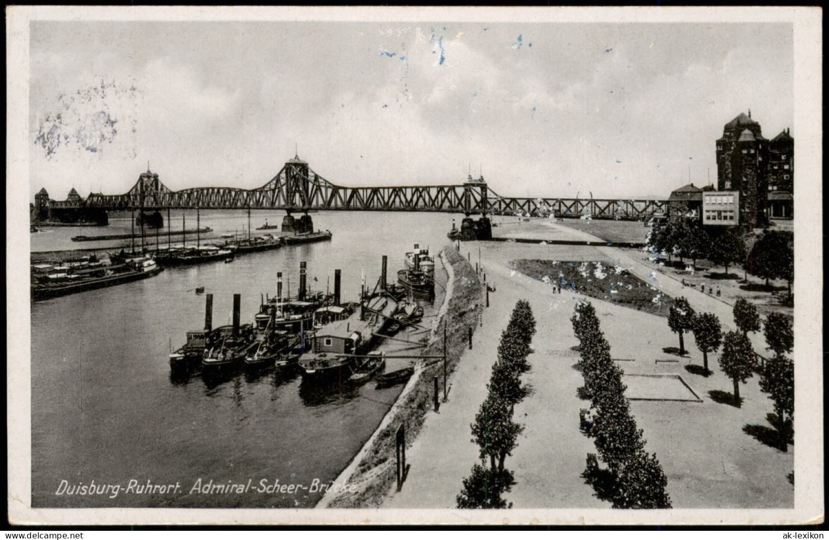 Ansichtskarte Ruhrort-Duisburg Dampfer Steamer Admiral-Scheer-Brücke 1939 - Duisburg