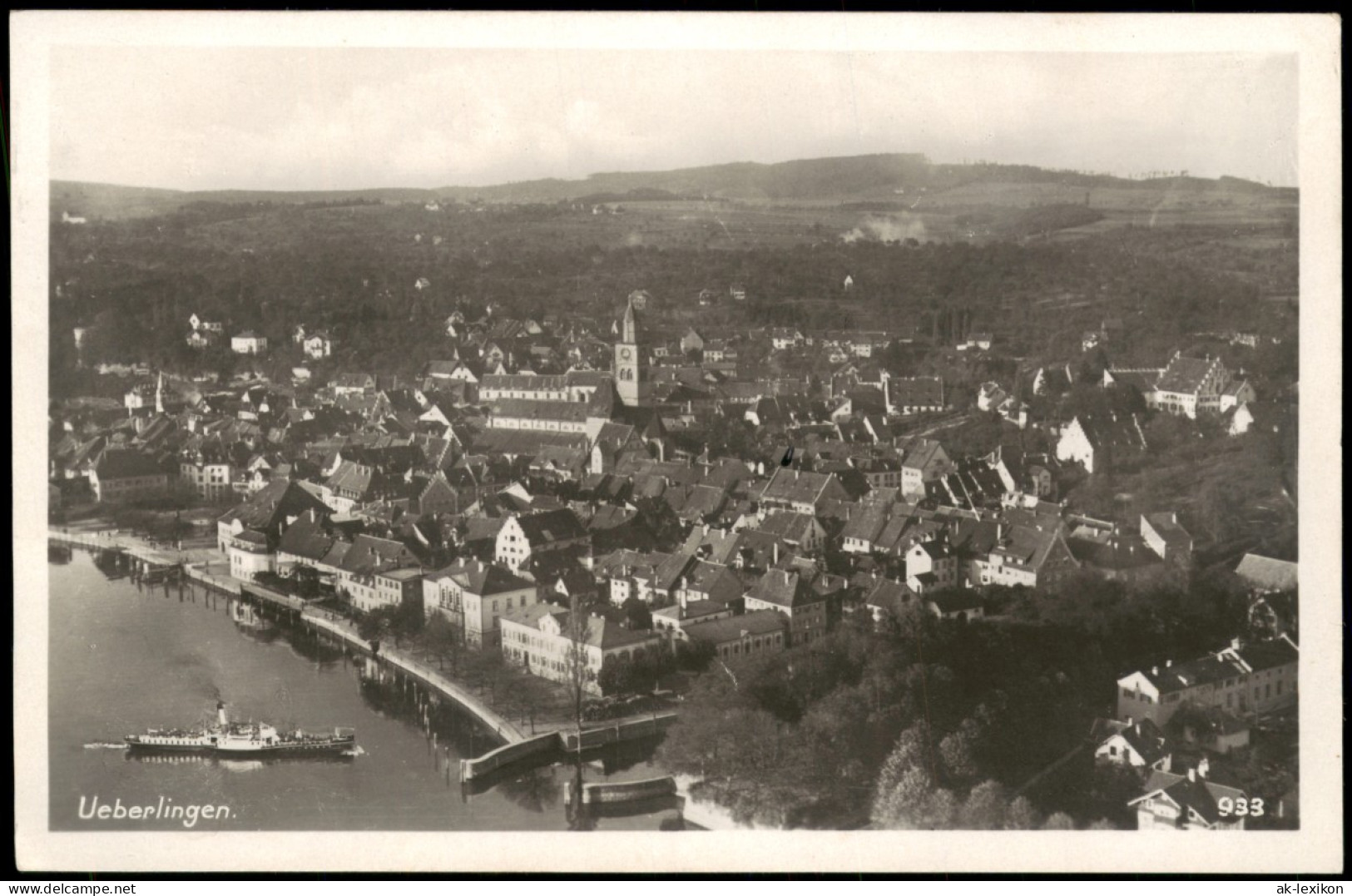 Ansichtskarte Überlingen Luftbild: Ankommender Dampfer 1932 - Ueberlingen