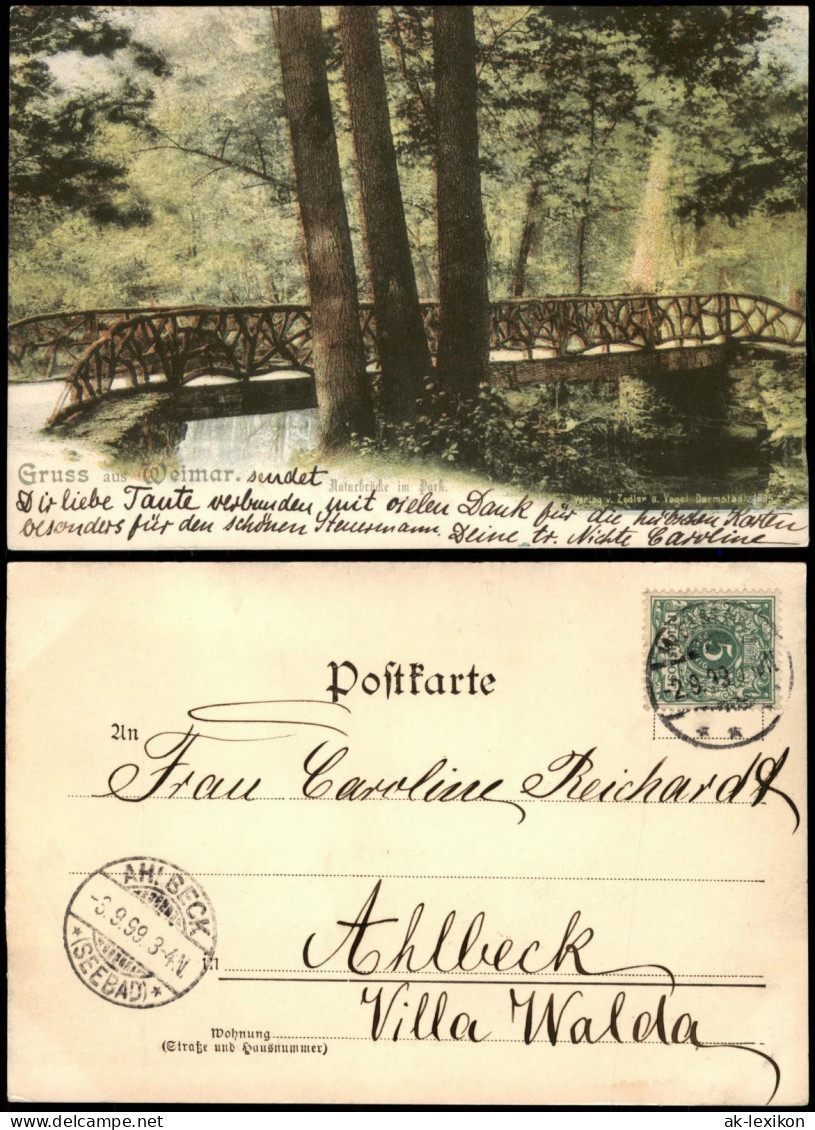 Ansichtskarte Weimar Naturbrücke Im Park 1899 - Weimar