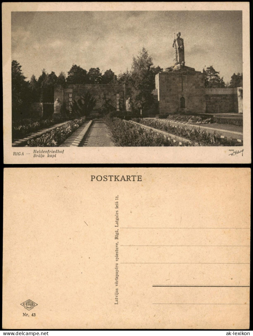 Postcard Riga Rīga Ри́га Heldenfriedhof Brāļu Kapi 1940 - Lettonia