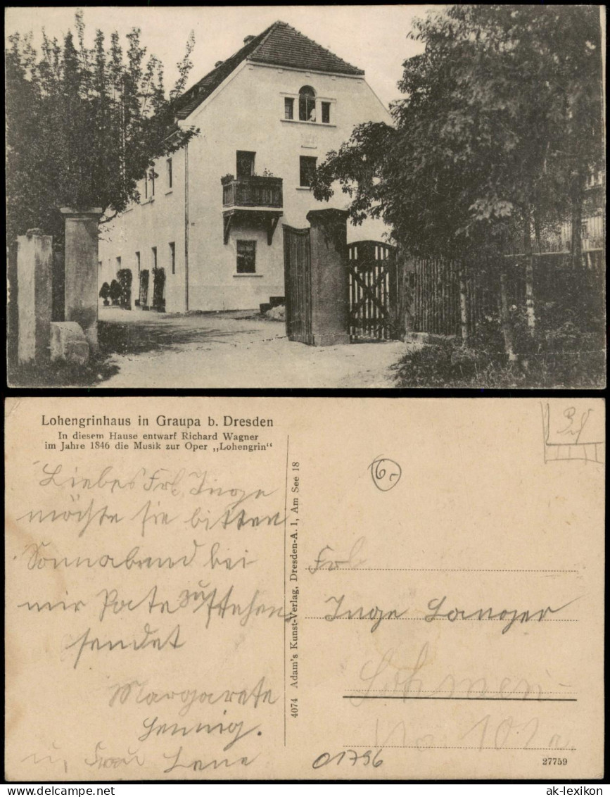 Ansichtskarte Graupa-Pirna Lohengrinhaus 1917 - Pirna