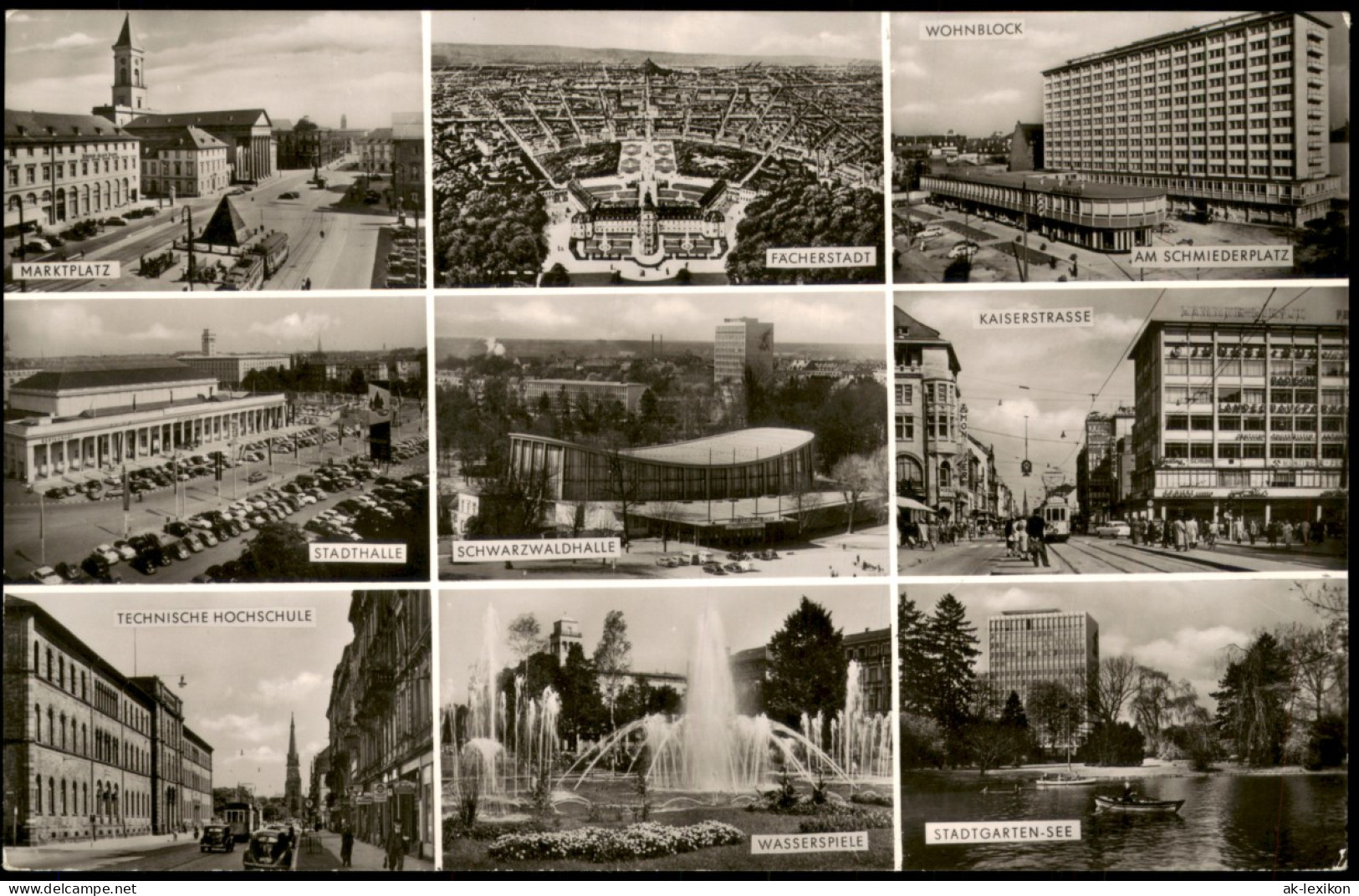 Ansichtskarte Karlsruhe Mehrbildkarte Mit 9 Orts-, Stadtteilansichten 1968 - Karlsruhe