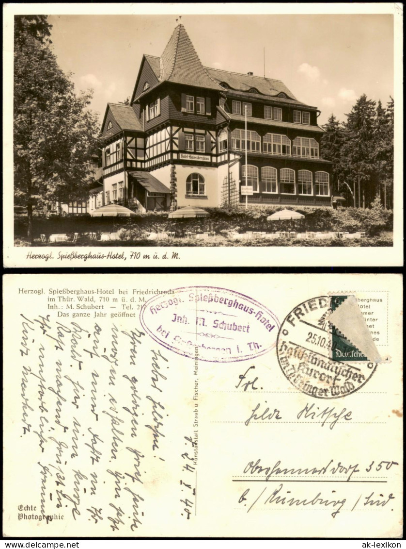 Ansichtskarte Friedrichroda Spiessberg-Hotel 1940 - Friedrichroda