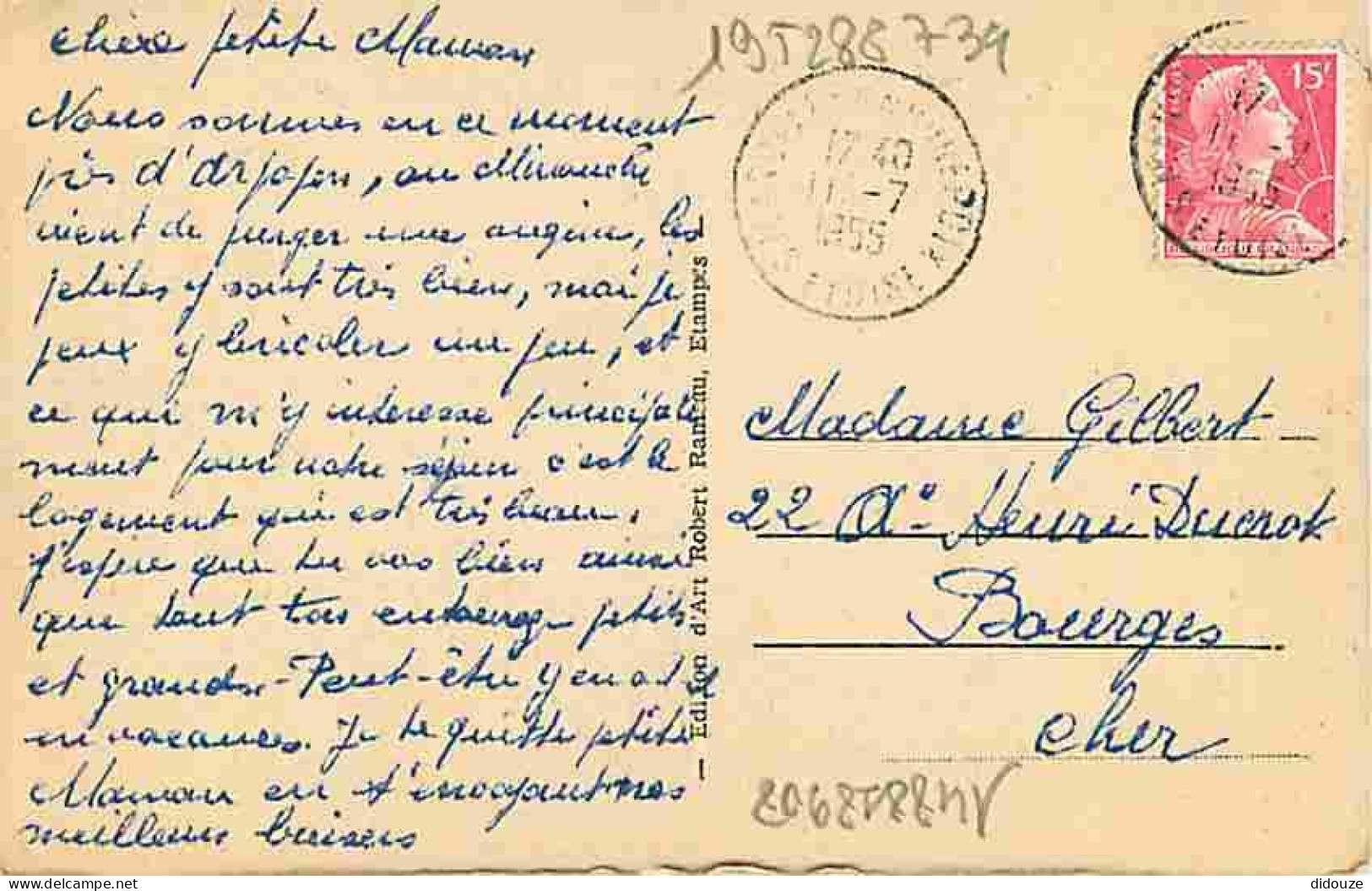 91 - Arpajon - Intérieur De L'Eglise - Correspondance - Oblitération Ronde De 1955 - CPA - Voir Scans Recto-Verso - Arpajon