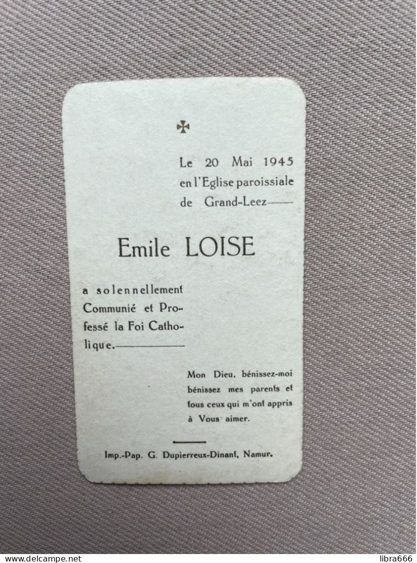 Communion - Emile LOISE - 1945 - GRAND-LEEZ - Communie