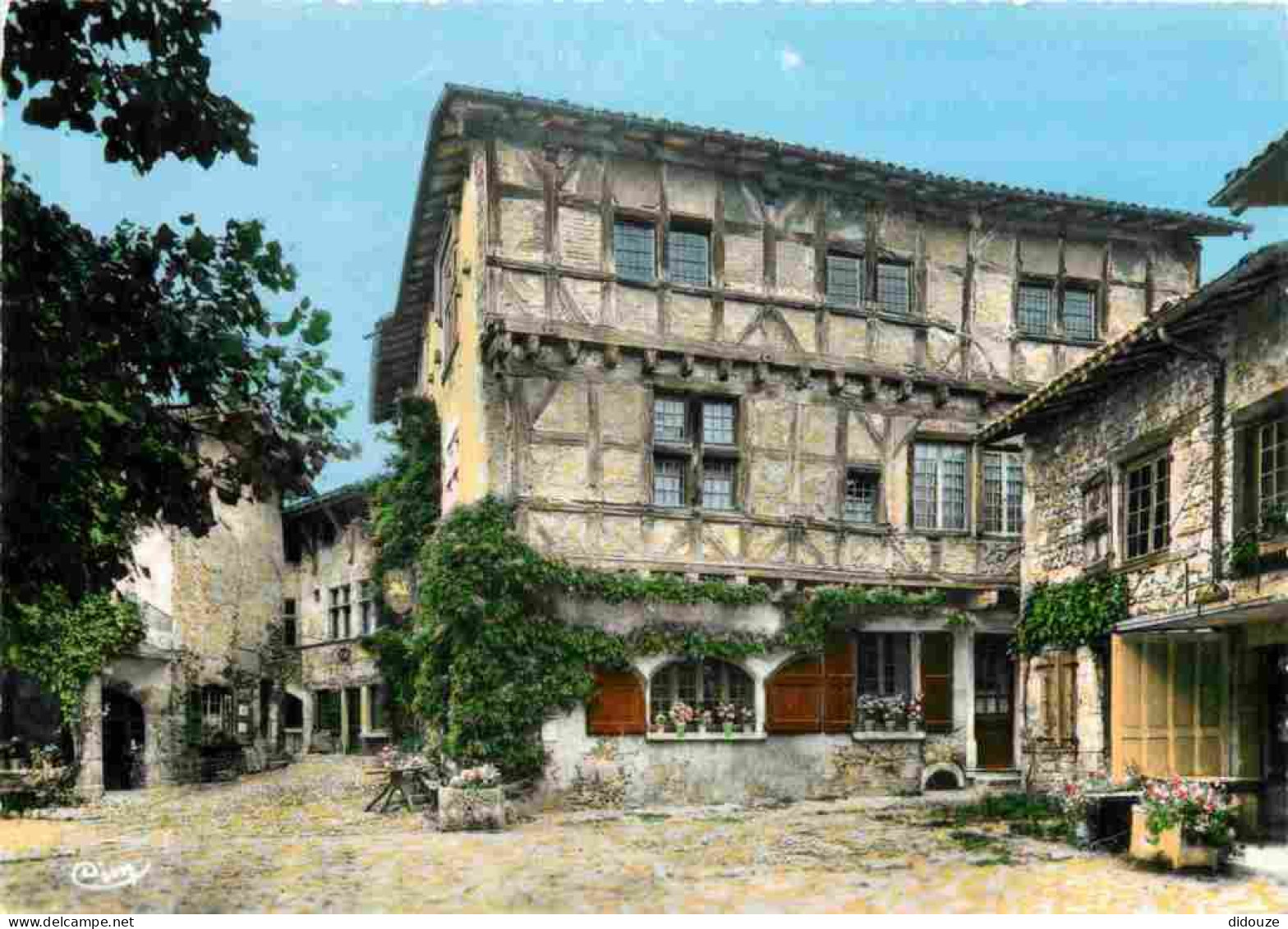 01 - Pérouges - Hostellerie - Rue Du Prince - Cité Médiévale - Vieilles Pierres - Carte Dentelée - CPSM Grand Format - V - Pérouges