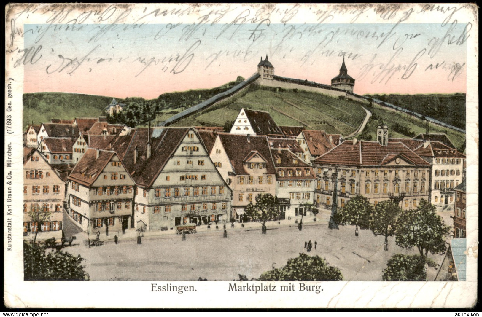 Ansichtskarte Esslingen Marktplatz Mit Burg - Goldfenster AK 1911 - Esslingen
