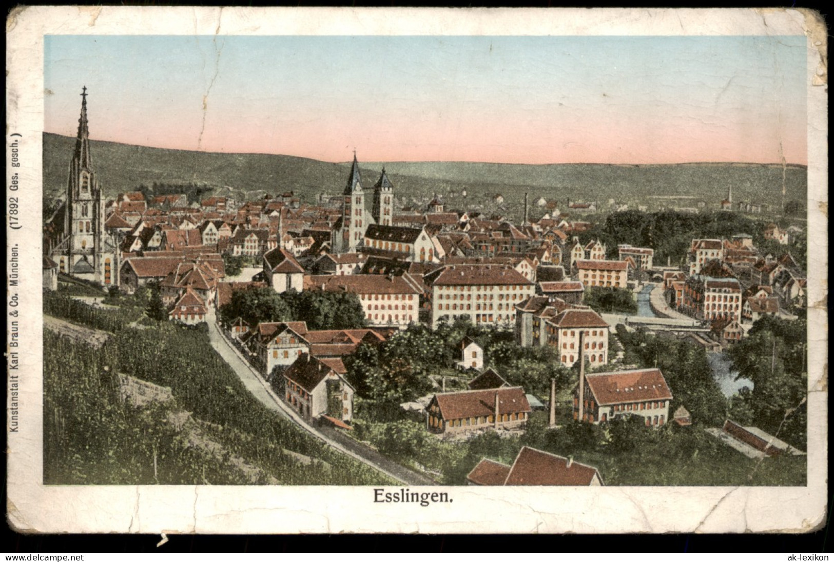 Ansichtskarte Esslingen Panorama-Ansicht 1910 - Esslingen