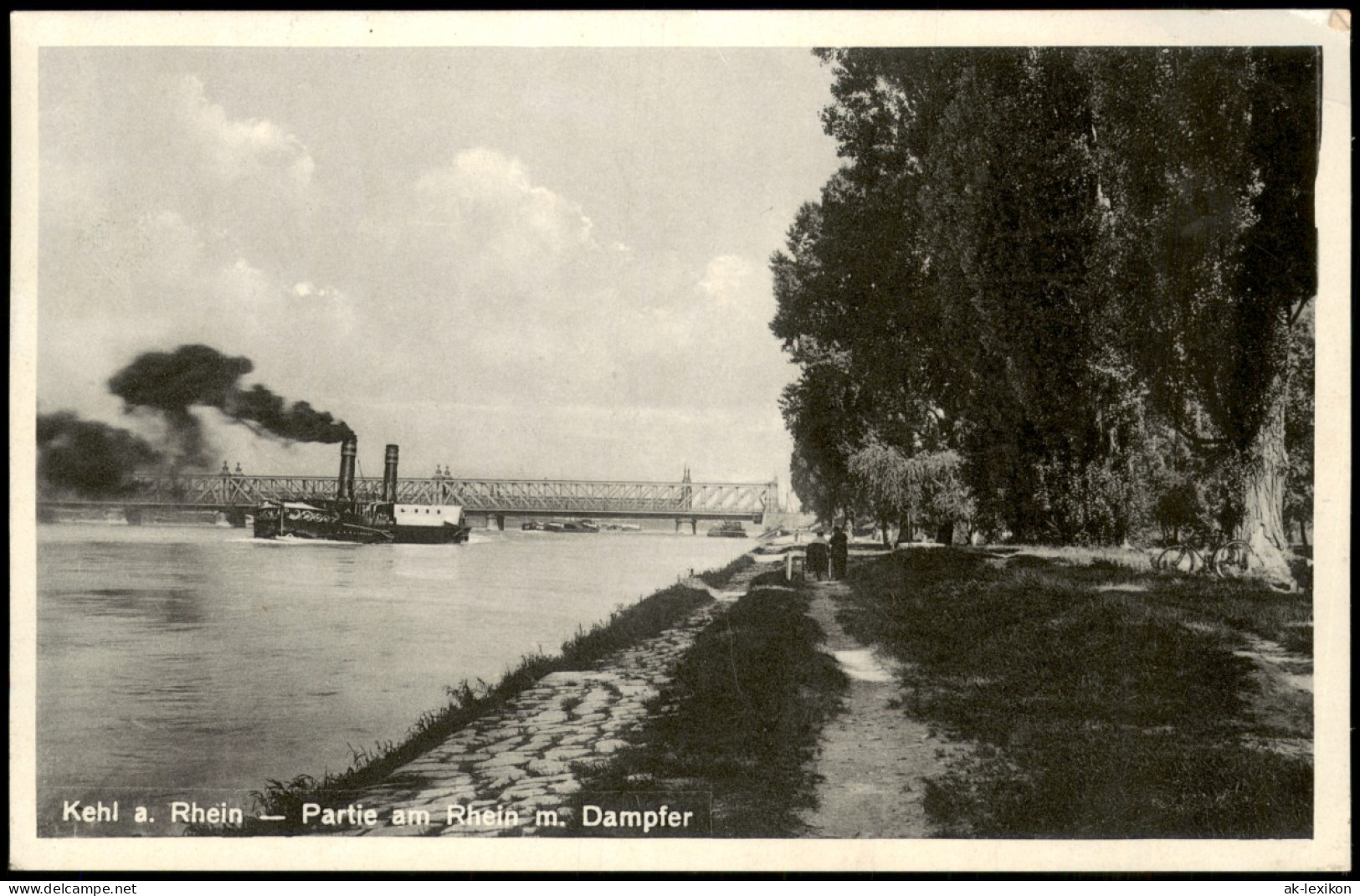 Kehl (Rhein) Partie Am Rhein, Rhein-Schiff, Frachtschiff Dampfer 1939 - Kehl