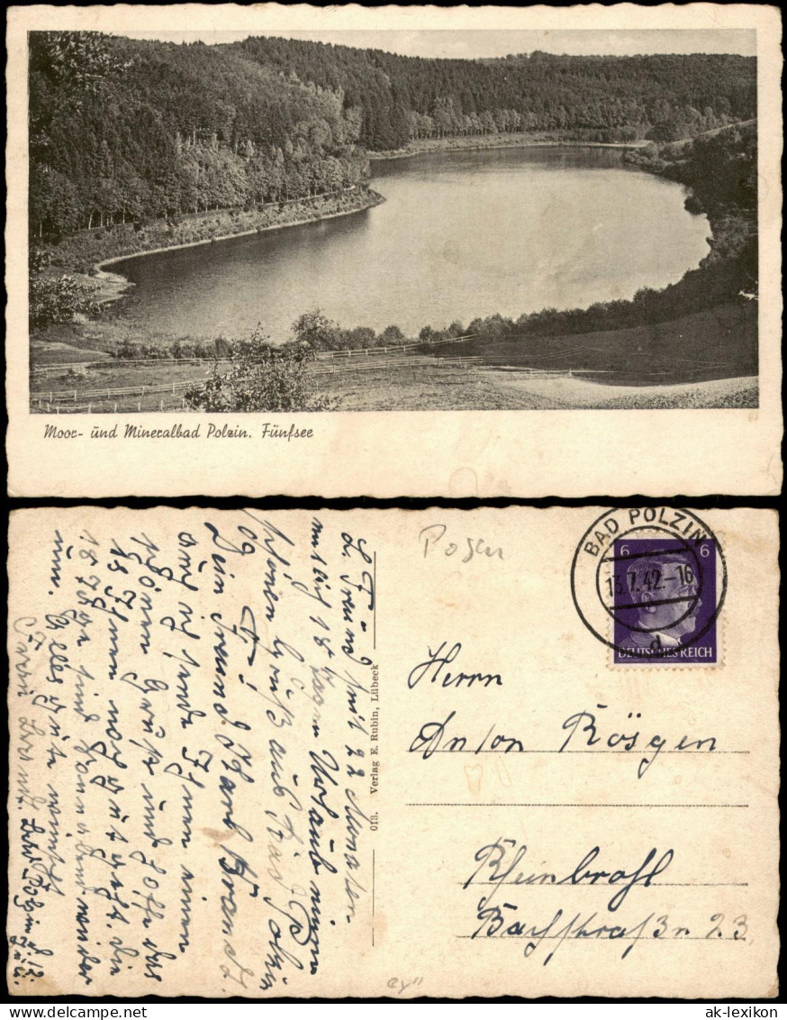 Postcard Bad Polzin Połczyn Zdrój Fünfsee - Pommern 1942 - Pommern
