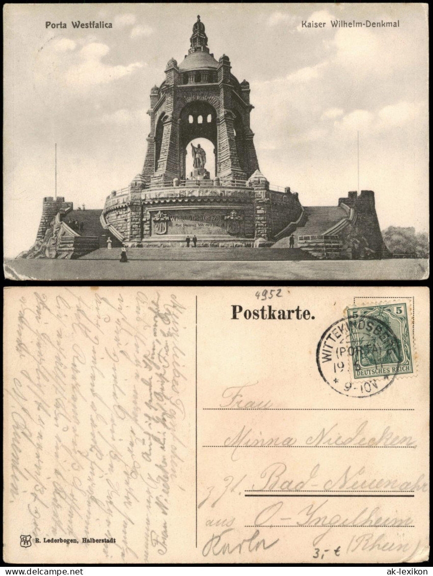 Ansichtskarte Porta Westfalica Kaiser-Wilhelm-Denkmal 1911 - Porta Westfalica