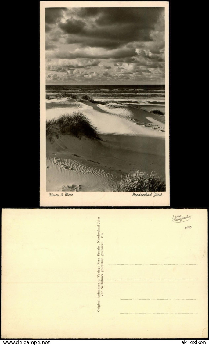 Ansichtskarte Juist Dünen ü. Meer Stimmungsbild - Fotokarte 1940 - Juist