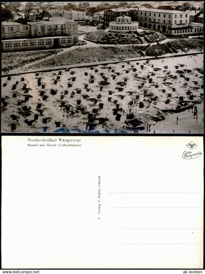 Ansichtskarte Wangerooge Luftbild Strand Hotels 1956 - Wangerooge