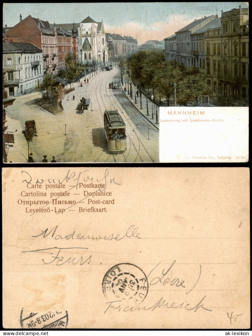 Ansichtskarte Mannheim Luisenring, Straßenbahn 1904 - Mannheim