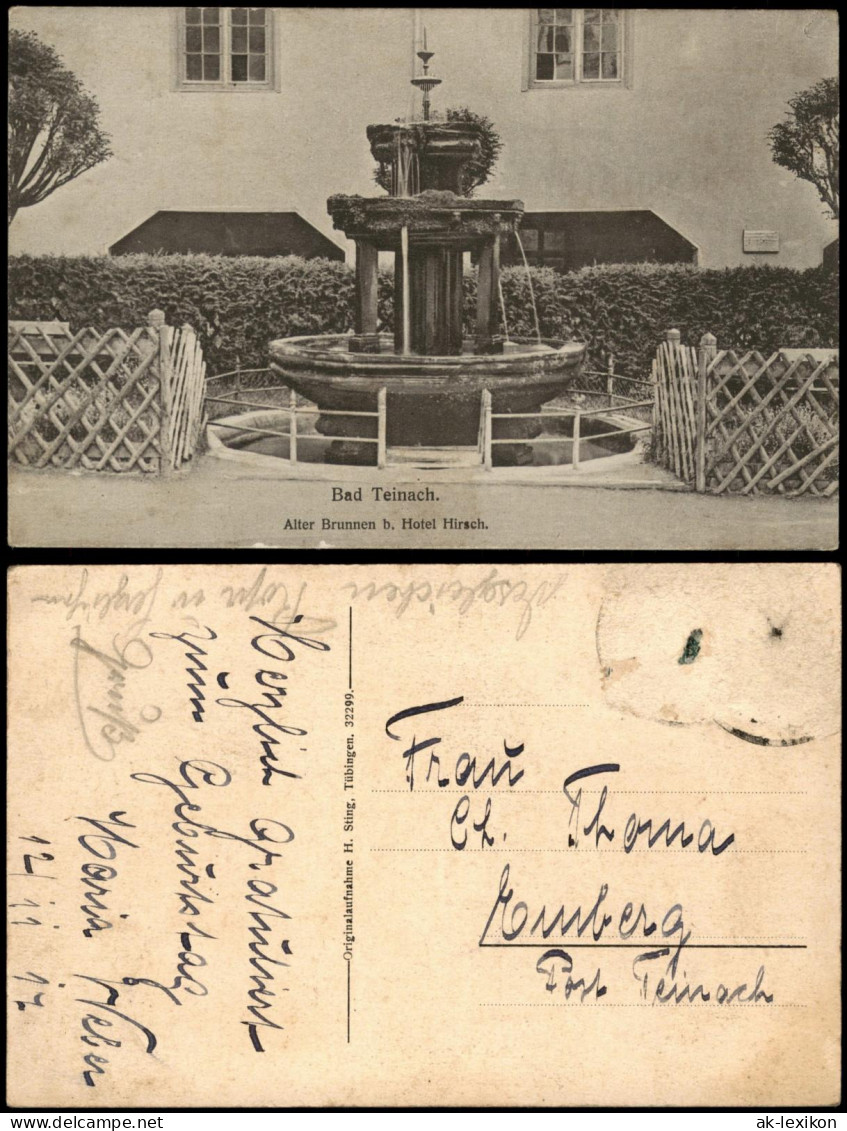 Ansichtskarte Bad Teinach-Zavelstein Alter Brunnen B. Hotel Hirsch 1920 - Bad Teinach