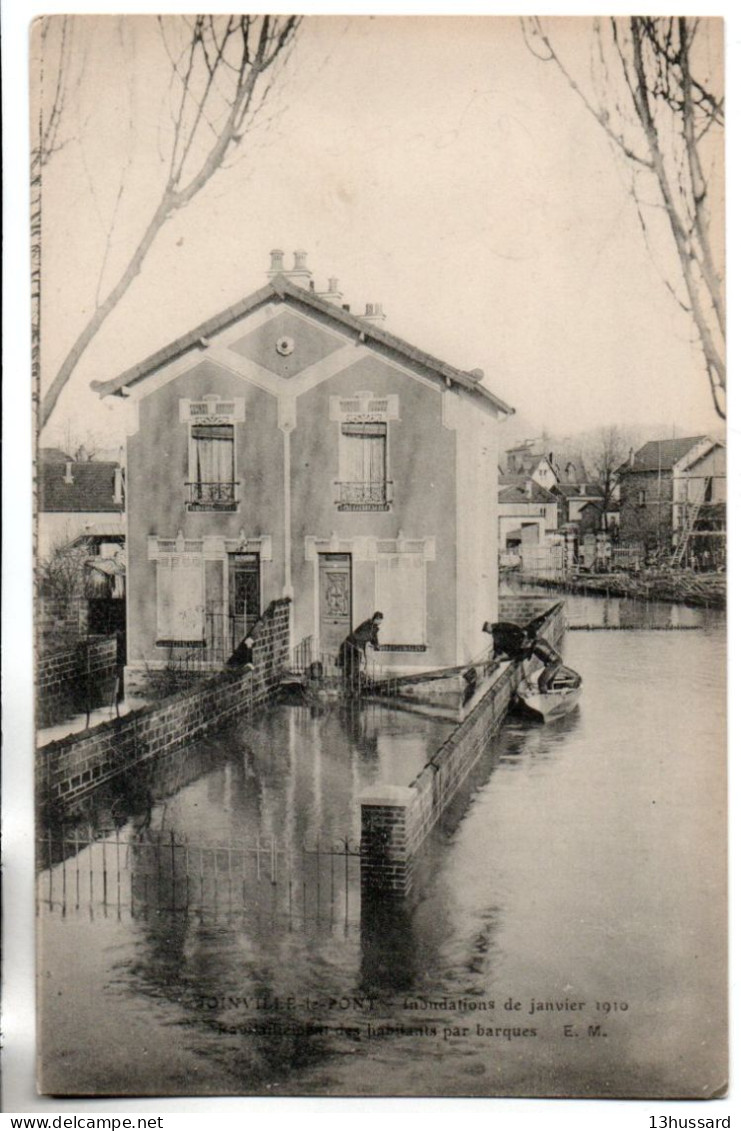Carte Postale Ancienne Joinville Le Pont - Inondations 1910. Ravitaillement Des Habitants Par Barque - Catastrophes - Joinville Le Pont