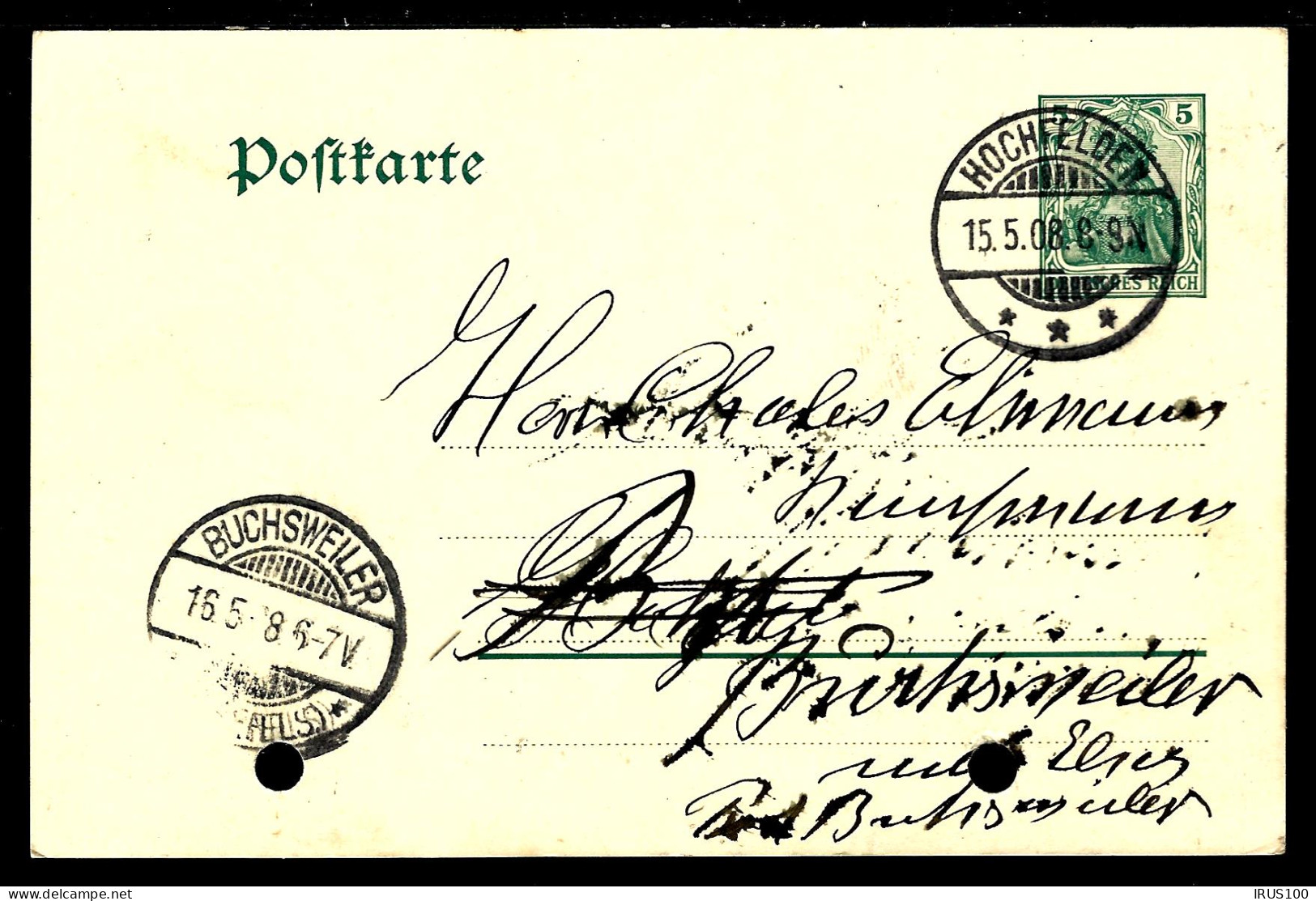 HOCHFELDEN - 1909 - POUR BUCHSWEILER / BOUXWILLER - Briefe U. Dokumente