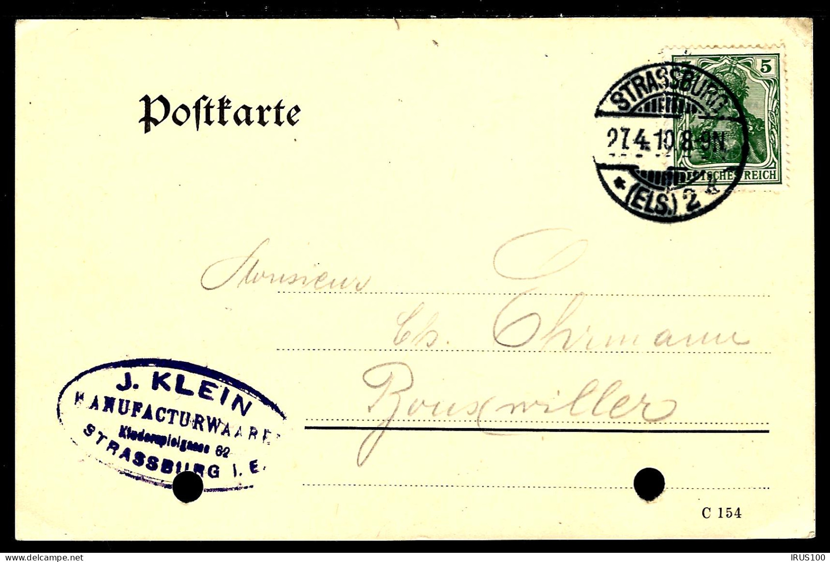 STRASBOURG - 1910 - POUR BUCHSWEILER / BOUXWILLER - Lettres & Documents