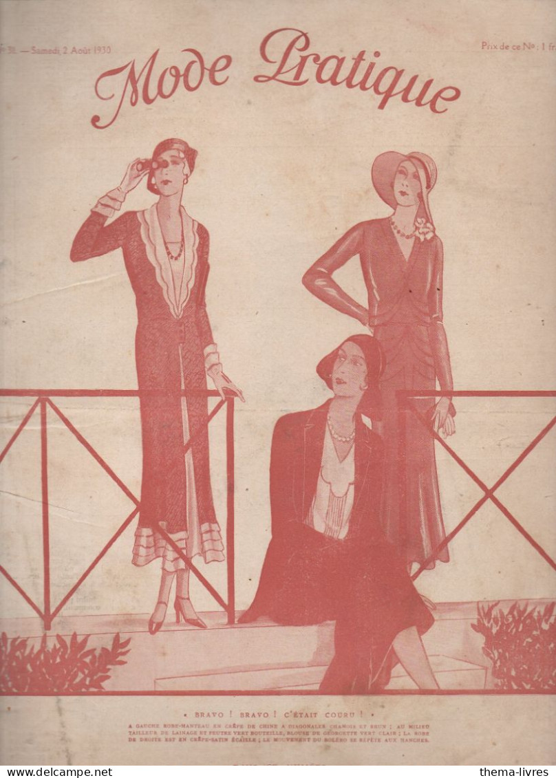 Revue  MODE PRATIQUE  N° 31 Du 2 Aout 1930  Avec Belle Couverture Illustrée      (CAT4084 / 30/ 31) - Fashion