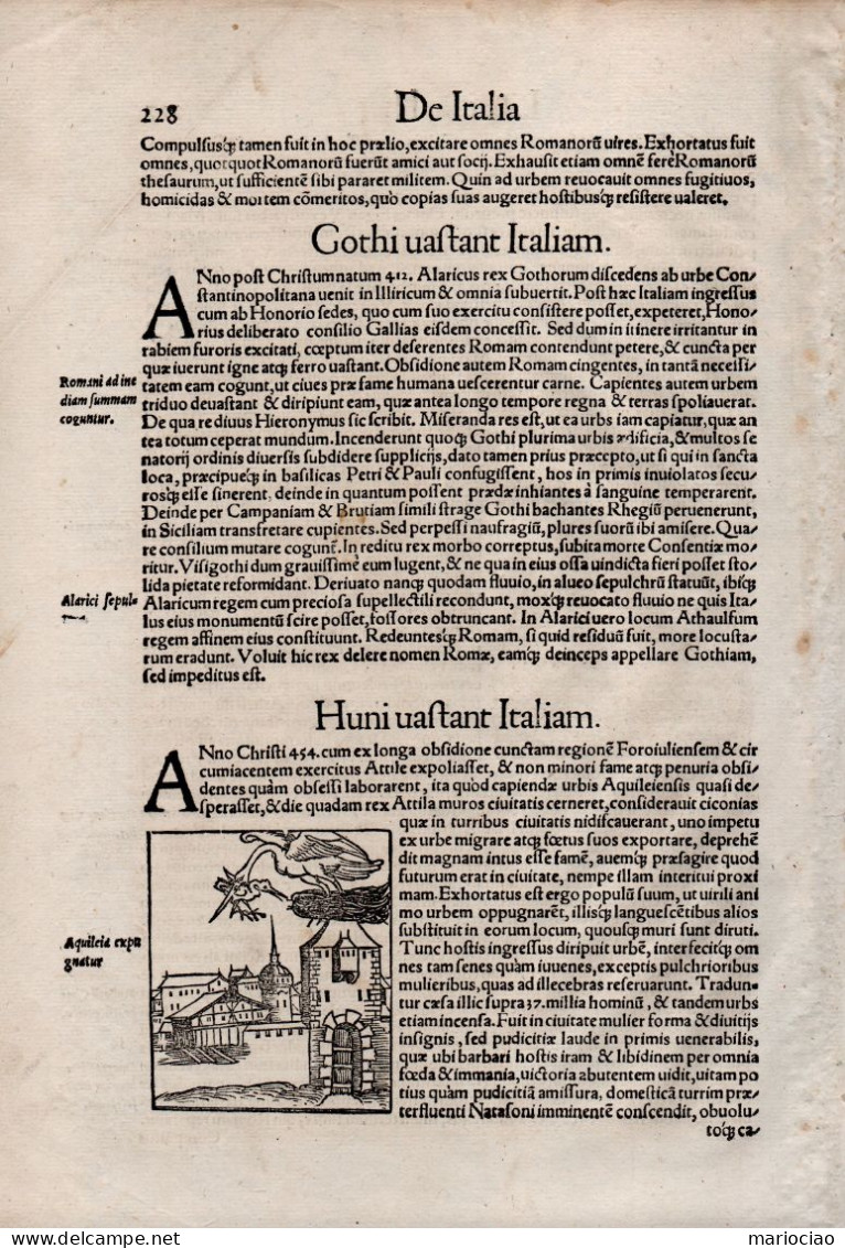 ST-IT AQUILEIA E Invasione Dei Barbari 1550 Sebastian Münster, Cosmographia Universalis - Stampe & Incisioni