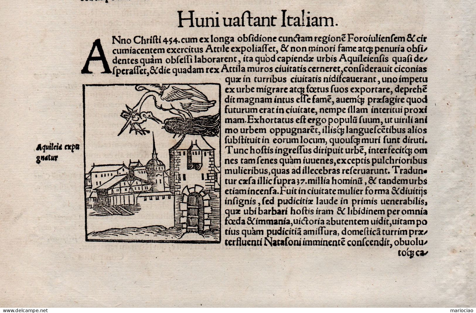 ST-IT AQUILEIA E Invasione Dei Barbari 1550 Sebastian Münster, Cosmographia Universalis - Stampe & Incisioni